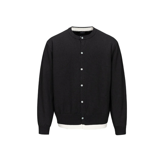 Herren Feinstrick-Cardigan mit Rundhals, durchgehender Knopfleiste und geripptem Saum Shop Nory