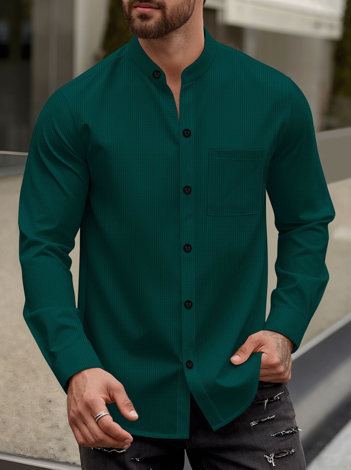 Herren Elegantes Hemd mit Stehkragen