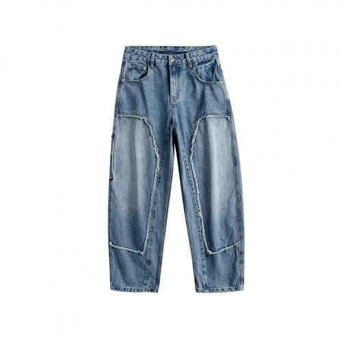 Herren Weite Patchwork-Denim-Jeans im Baggy-Schnitt mit eingesetzten Kniepaneelen Shop Nory