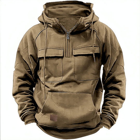Herren nan Utility Kapuzenpullover mit aufgesetzten Brusttaschen und halbem Reißverschluss Shop Nory