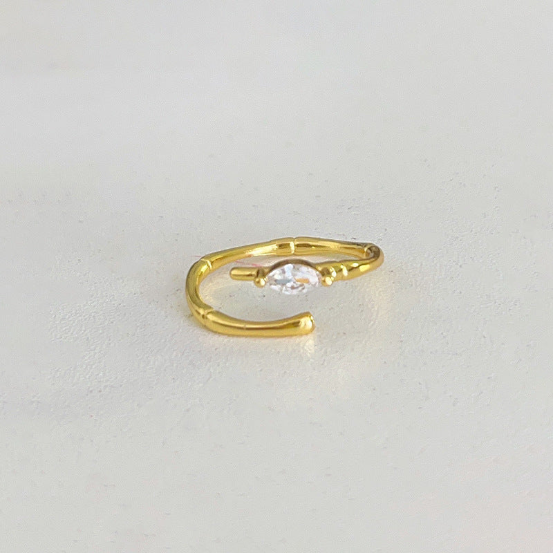 Damen Offener, eleganter Ring mit zartem Stein Shop Nory