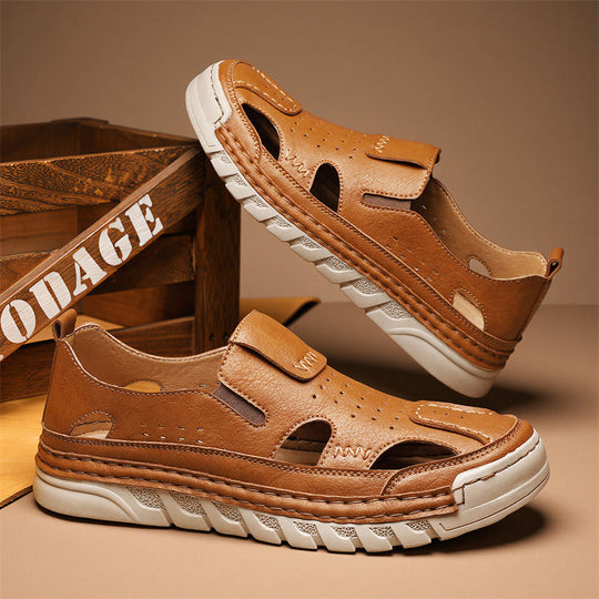 Herren Orthopädische Ledersandalen mit verstellbarem Riemensystem Shopnory