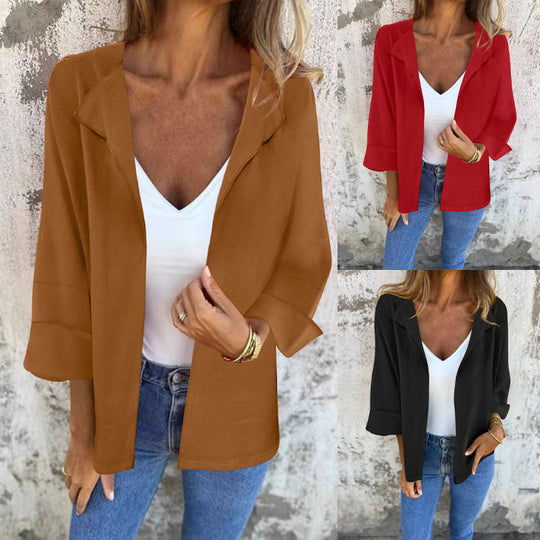 Damen Leichter Offener Blazer mit fallendem Revers und weiten Ärmeln Shop Nory
