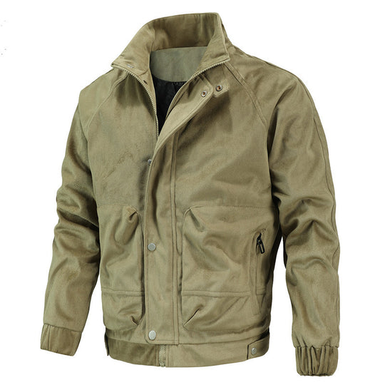 Herren Leichter urbaner Bomber mit Stehkragen, Reißverschluss-Ärmeltasche und Rippbündchen Shop Nory