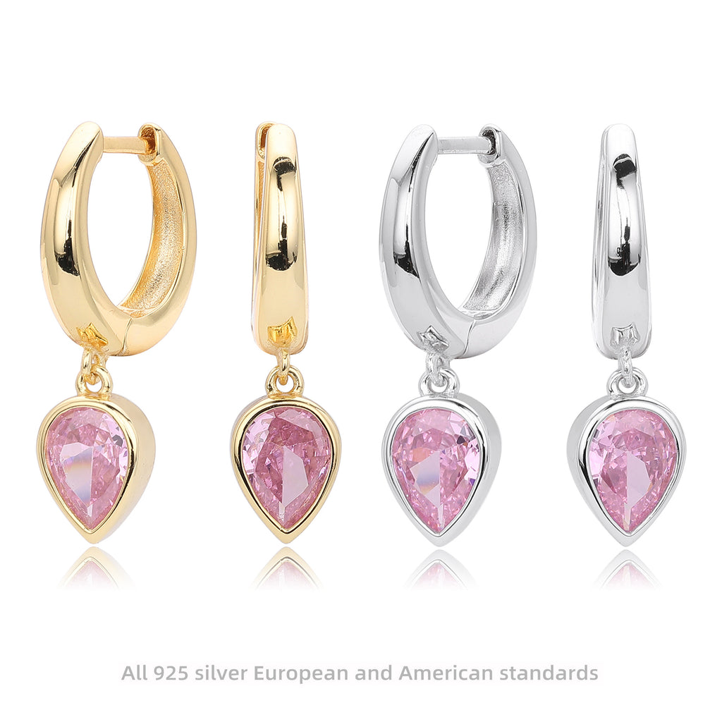 Damen Ohrhänger mit tropfenförmigen Zirkonen und hochwertiger 925 Sterling Silberfassung Shop Nory