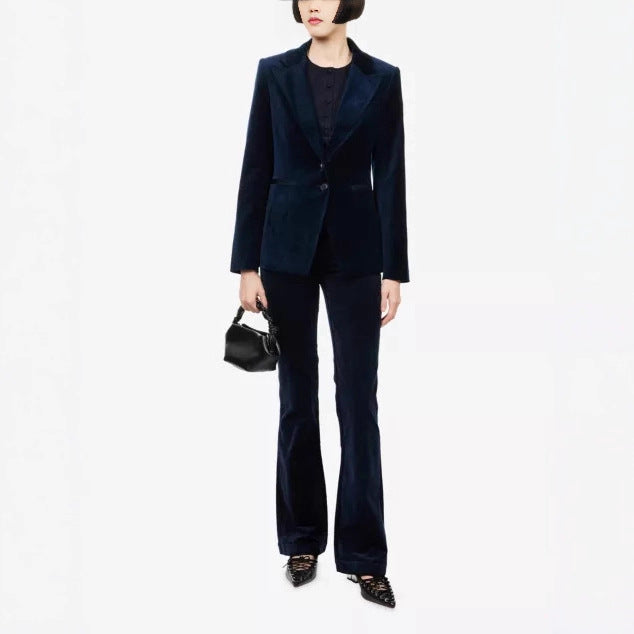 Damen Samtblazer mit taillierter Silhouette und Reverskragen Shop Nory