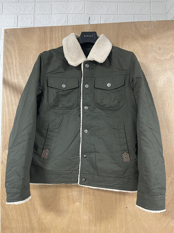 Herren Utility-Arbeitsjacke aus Canvas mit Kunstfellkragen und gesteppter Innenfütterung Shop Nory