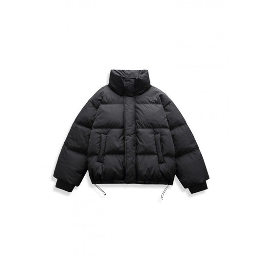 Unisex Kurze Steppjacke mit Kapuze, hohem Stehkragen und verstellbarem Saum Shop Nory