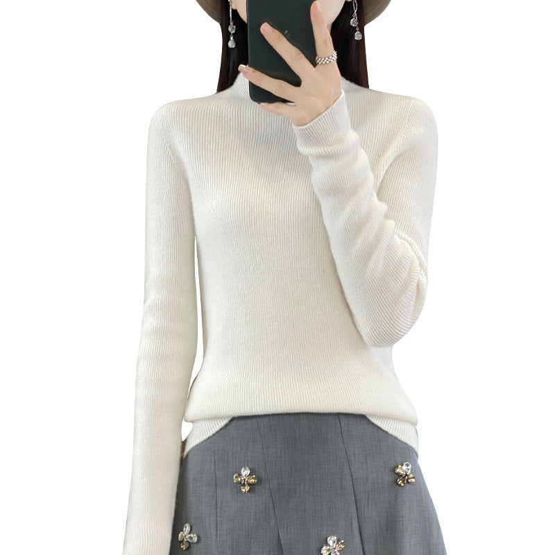 Damen Premium-Feinstrick-Mockneckpullover mit extra langen Ärmelabschlüssen und feiner Rippenstruktur Shop Nory