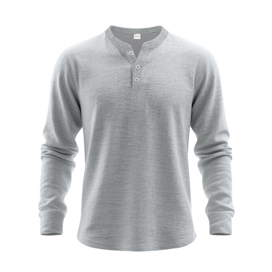 Herren nan langärmeliges Henleyshirt aus Thermo-Baumwollmix mit kurzer Knopfleiste und geripptem Kragen Shop Nory