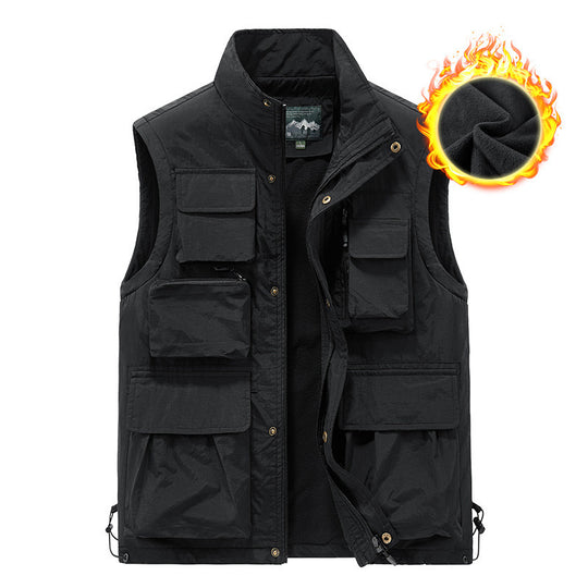 Herren multifunktionale Outdoorweste mit Teddyfleece-Innenfutter und zahlreichen Taschen Shop Nory