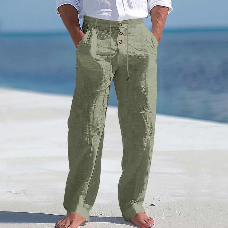Herren lässige Hose mit hohem Bund und bequemen Taschen