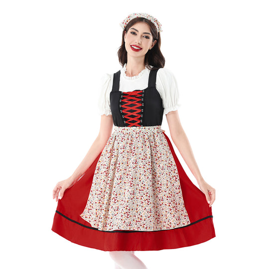 Damen nan traditionelles Dirndlkleid mit geschnürtem Mieder und floraler Schürze Shop Nory