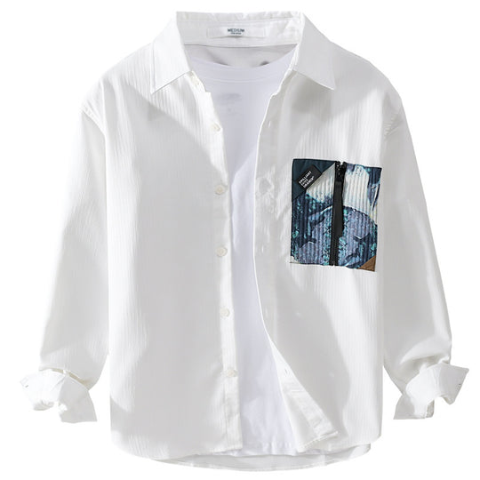 Herren Leichtes Hemdjacke-Overshirt mit kontrastierter Reißverschluss-Brusttasche und Relaxed-Fit Shop Nory