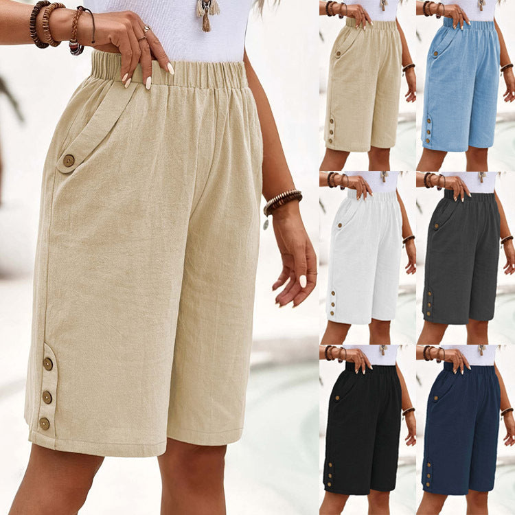 Damen Luftige Shorts mit praktischen Knopfdetails
