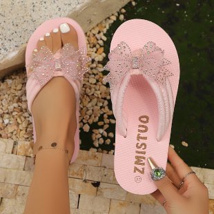 Damen Badesandalen mit elegantem Schleifen-Design und rutschfester Sohle