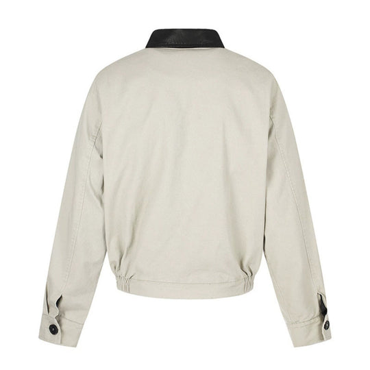 Herren Asymmetrische Canvas-Bomberjacke mit Lederriemen und Stehkragen Shop Nory