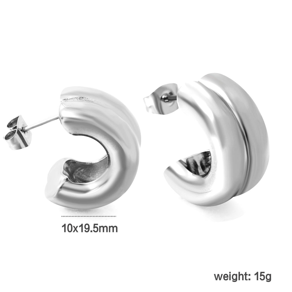 Damen moderne geschwungene Edelstahl-Ohrstecker Shop Nory