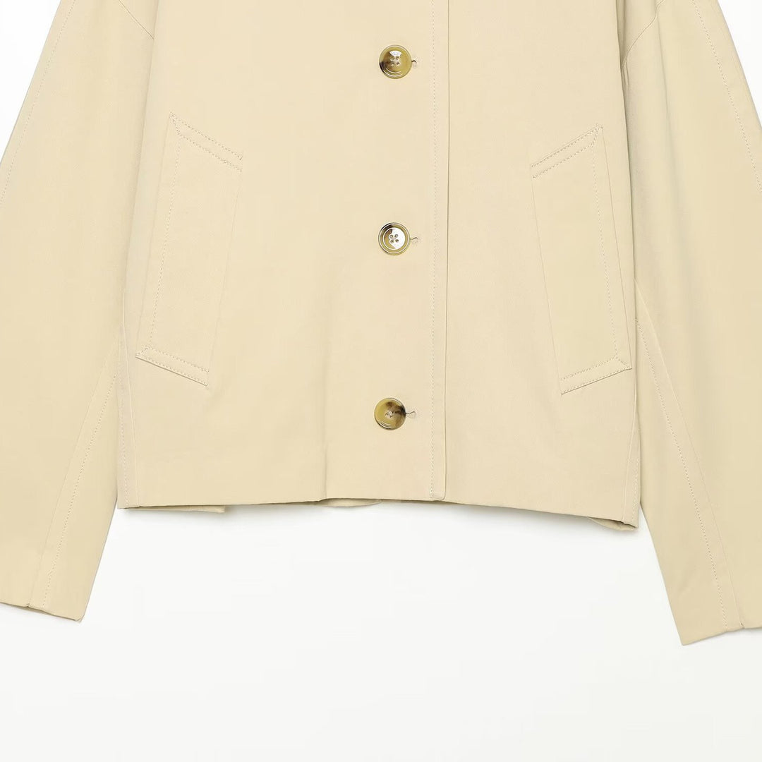 Damen Cropped Boxy-Übergangsjacke mit großem Schalkragen und aufgesetzten Taschen Shop Nory