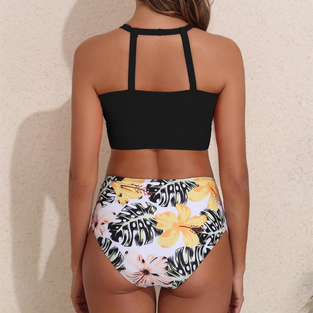 Damen Sportliches Bikini-Set mit hoch geschnittenem Unterteil und modernem Rücken