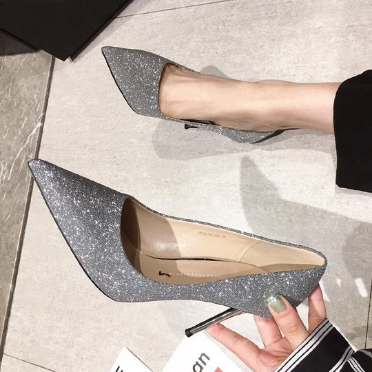 Damen Glamouröse spitze Stiletto-Pumps mit Glitzeroberfläche und ergonomischer Komfortinnensohle Shop Nory