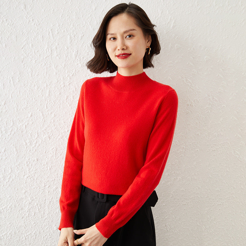 Damen Luxuriöser Kaschmir-Feinstrickpullover mit Stehkragen Shop Nory