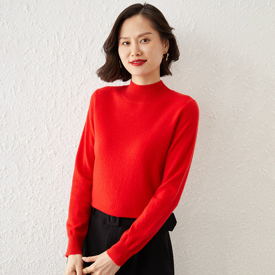 Damen Luxuriöser Kaschmir-Feinstrickpullover mit Stehkragen Shop Nory