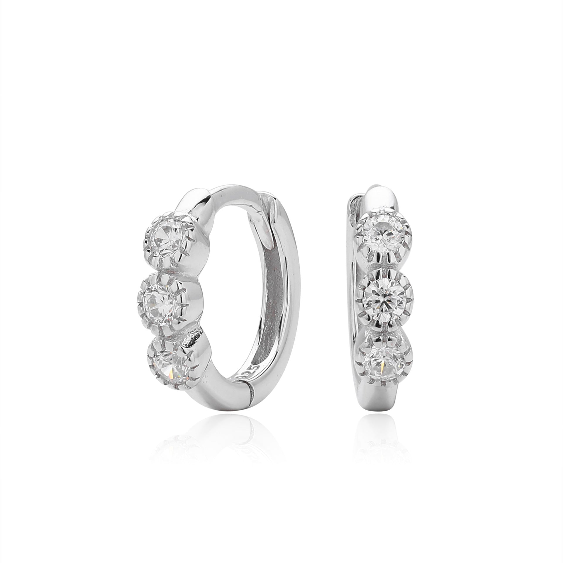 Damen Creolen mit funkelnden Zirkonia aus 925 Sterling Silber Shop Nory