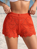 Damen luftige Häkelshorts mit Herzen