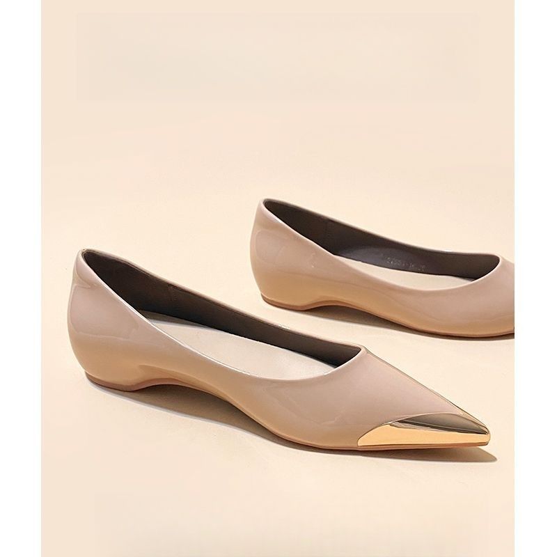 Damen spitz zulaufende flache Ballerina mit Leopardenmuster und Metallkappe Shop Nory