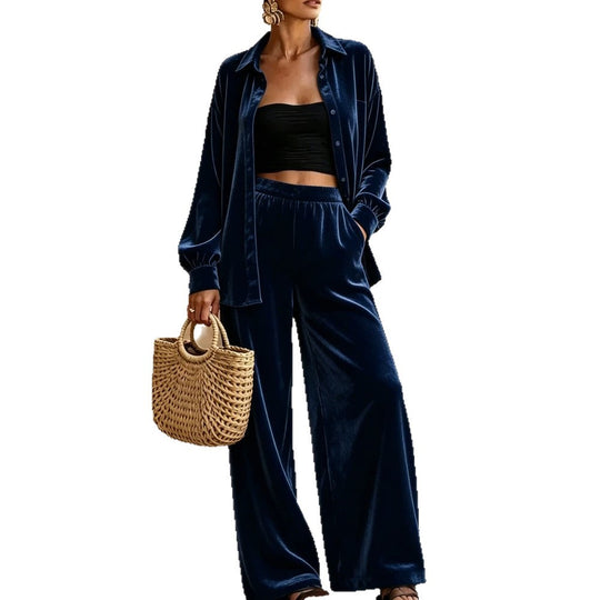 Damen Glamouröser Velours Zweiteiler Shop Nory