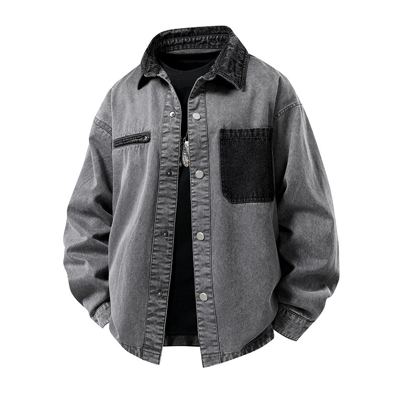 Herren Modische Denimjacke mit hohem Kragen und praktischen Taschen Shop Nory