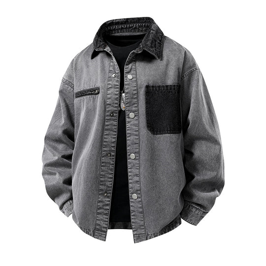 Herren Modische Denimjacke mit hohem Kragen und praktischen Taschen Shop Nory