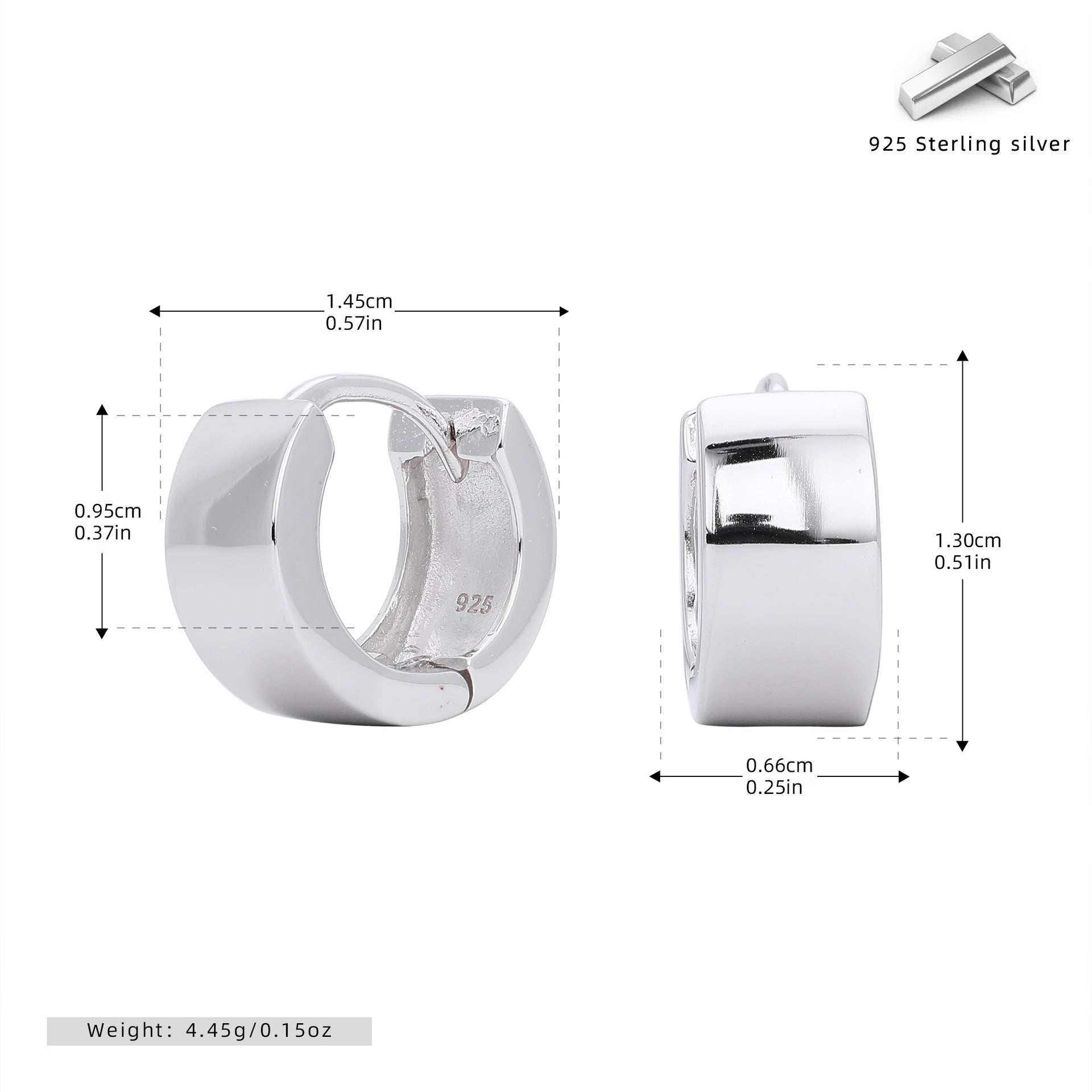 Damen Creolen mit modernem, quadratischem Design aus 925 Sterlingsilber Shop Nory