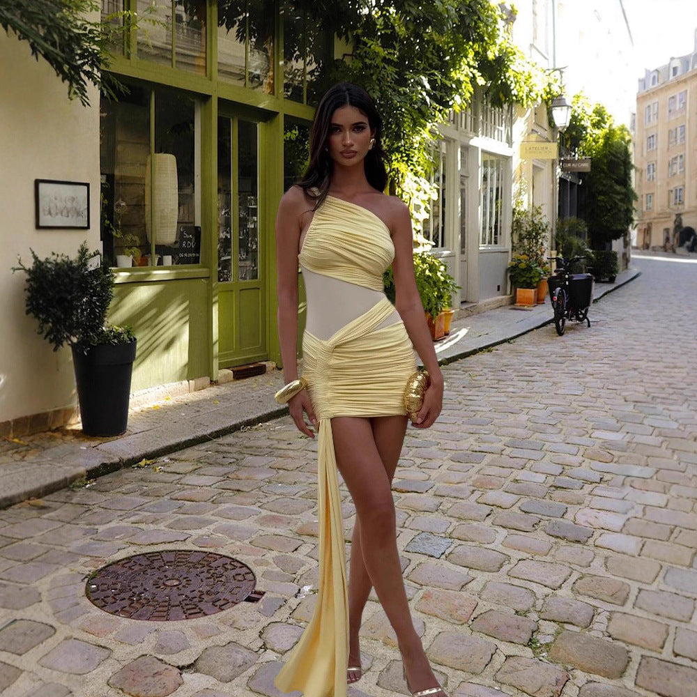 Damen Figurbetontes Wickelkleid mit asymmetrischem Saum und raffinierten Drapierungen