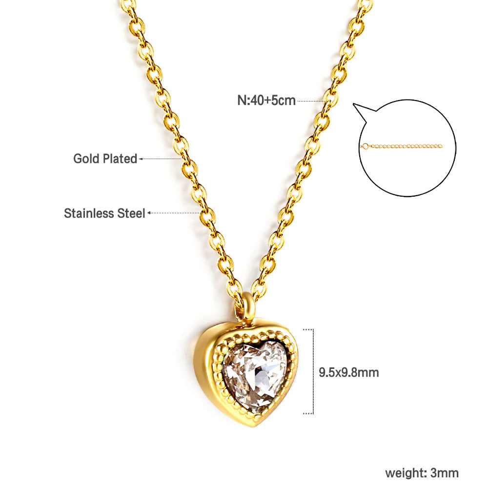 Damen Halskette mit herzförmigem Anhänger aus goldplattiertem Edelstahl und funkelndem Zirkonia Shop Nory