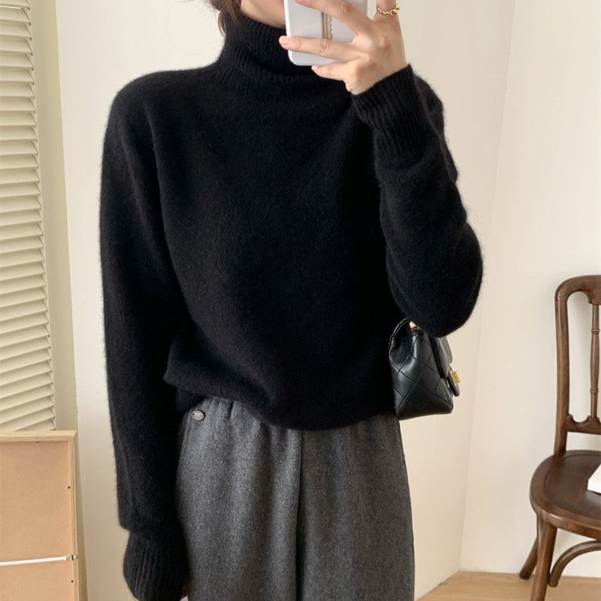 Damen Flauschiger Rollkragenpullover aus Wollmix mit gerippten Bündchen Shop Nory