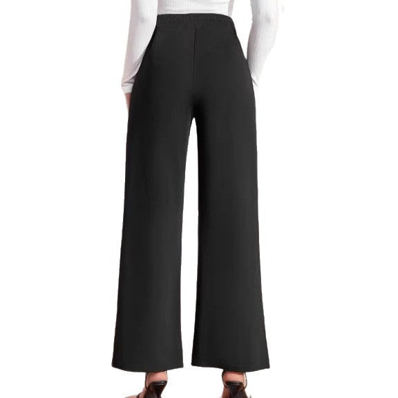 Damen nan hohe Taillenhose mit weitem Bein, maritim inspirierten Zierknöpfen Shop Nory