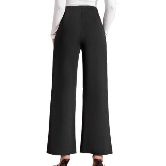 Damen nan hohe Taillenhose mit weitem Bein, maritim inspirierten Zierknöpfen Shop Nory