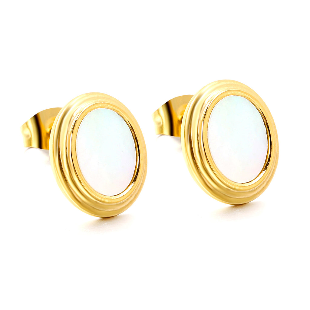 Damen Ohrstecker mit elegantem, hochglänzendem Gehäuse und farbigem Kristall Shop Nory