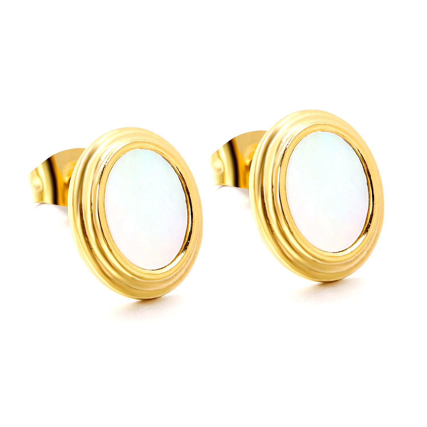 Damen Ohrstecker mit elegantem, hochglänzendem Gehäuse und farbigem Kristall Shop Nory