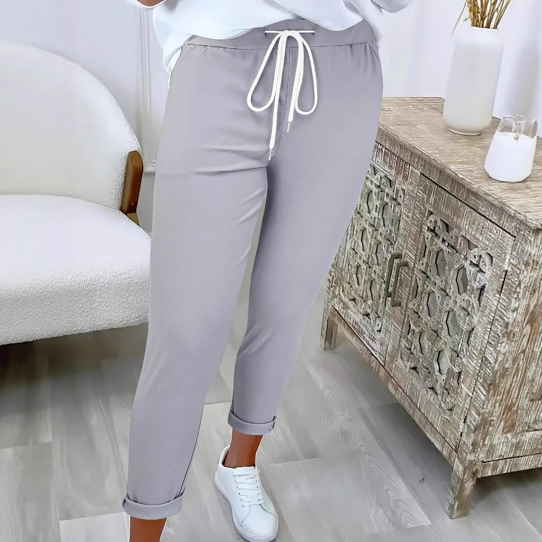 Damen Schmale Jogginghose mit hohem Komfortbund, Kordelzug und schmalem Knöchelabschluss Shop Nory