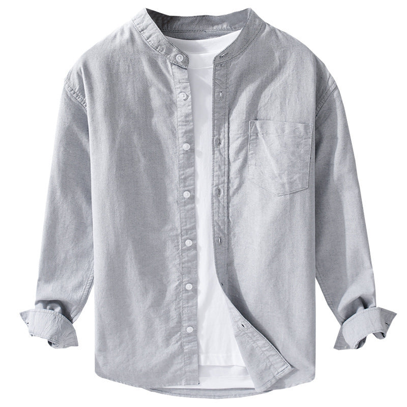 Herren Stehkragen-Overshirt aus Baumwollmix mit tonaler Brusttasche und Soft‑Touch Shop Nory
