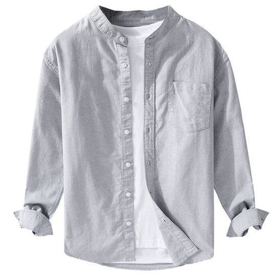 Herren Stehkragen-Overshirt aus Baumwollmix mit tonaler Brusttasche und Soft‑Touch Shop Nory