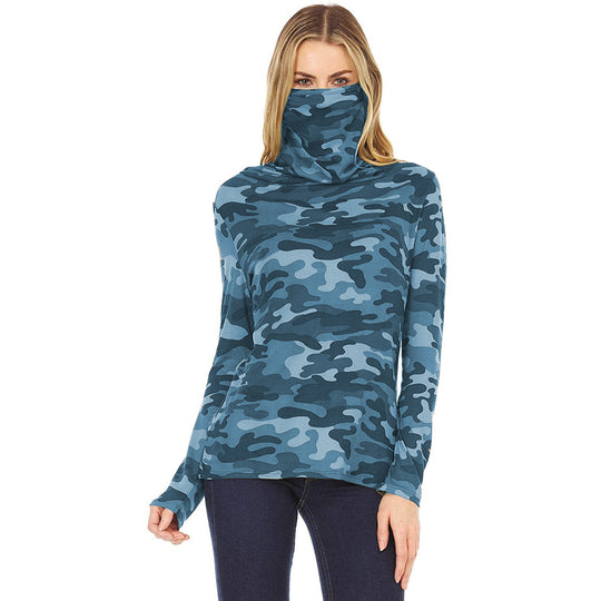 Damen Camouflage-Jersey-Longsleeve mit integriertem Schlauchkragen Shop Nory