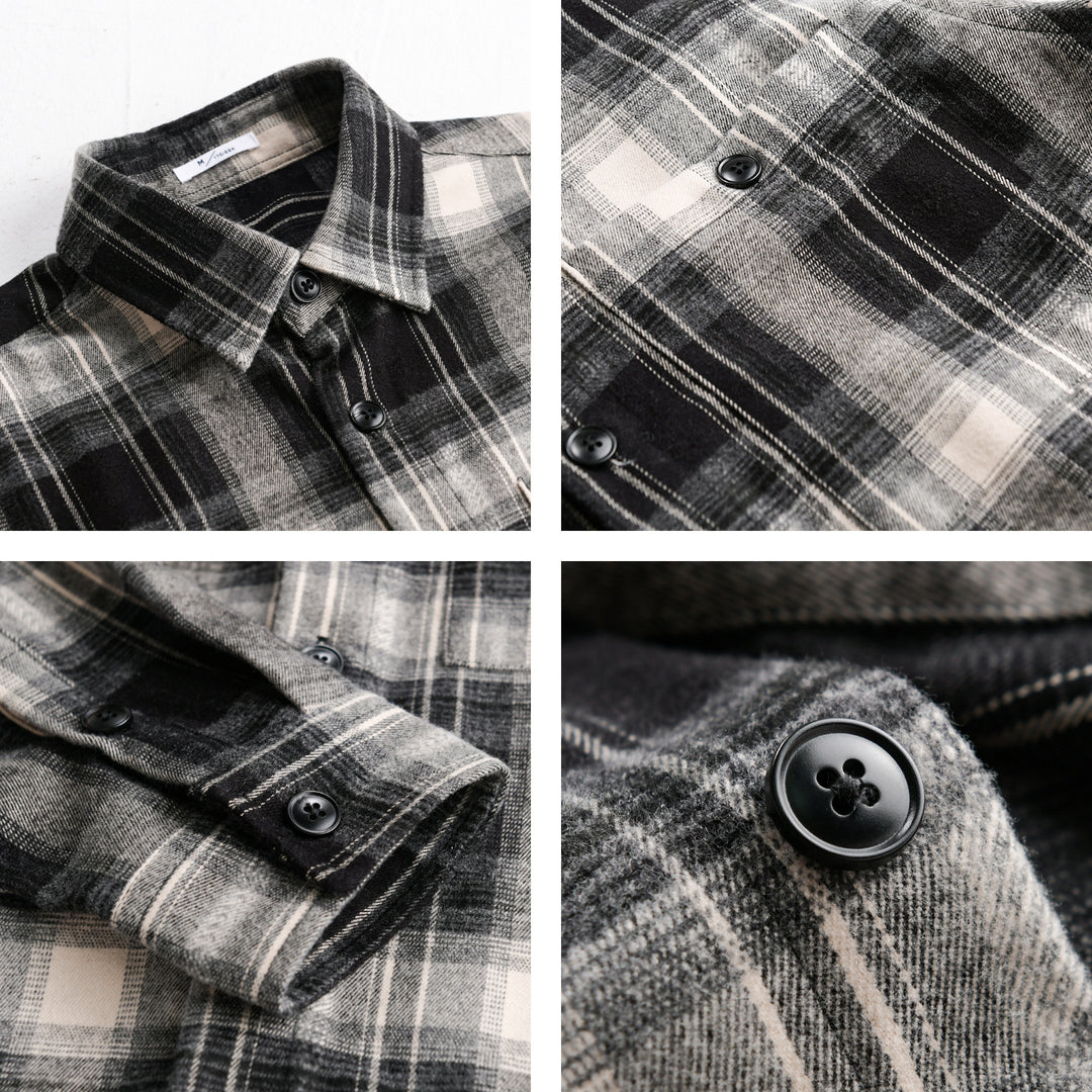 Herren Kariertes Flanell‑Hemdjacke im Overshirt‑Stil mit weich gebürsteter Oberfläche Shop Nory