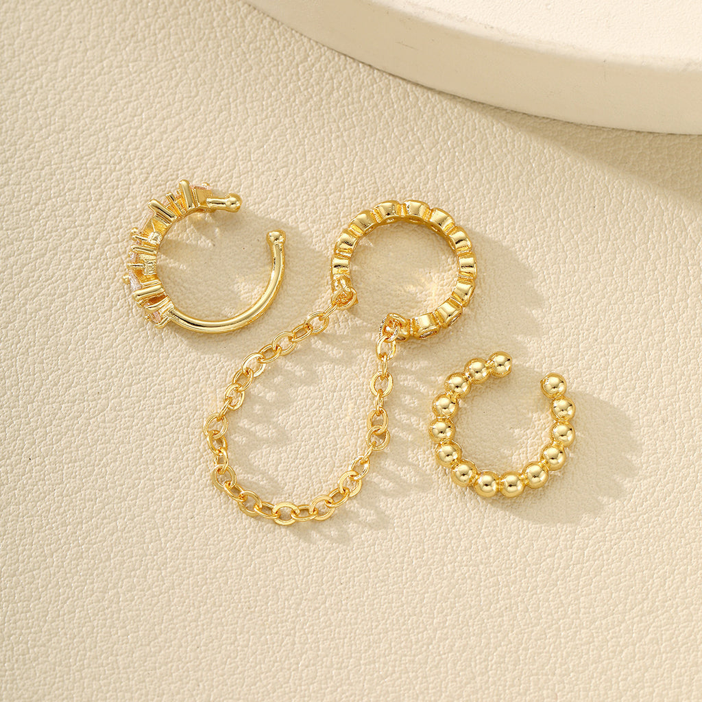 Damen Ohrcuff Set mit funkelnden Kristallen und elegantem Ketten-Design Shop Nory