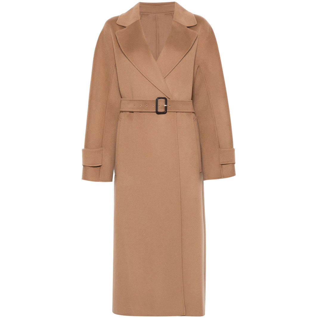 Damen Wickelmantel aus Wollmix mit Taillengürtel und Oversize-Schulter Shop Nory