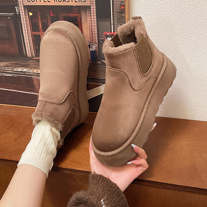 Damen Gefütterte Chelsea‑AnklShop Noryoots mit Faux‑Fur, elastischem Einsatz und Plateau‑Sohle Shop Nory
