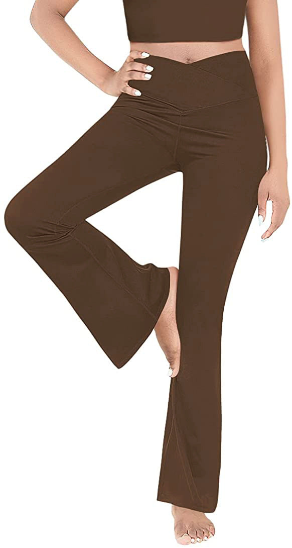 Damen Bootcut Yoga-Hose aus elastischem Material mit hohem Bund Shopnory